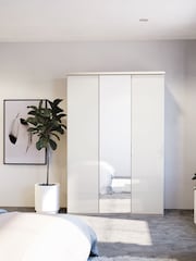Wiemann Peyton Rustic Oak / White Glass and Mirror Semi Fitted Triple Wardrobe - Image 1 of 4
