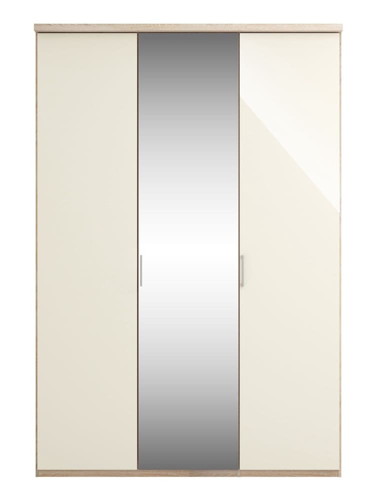 Wiemann Peyton Rustic Oak / White Glass and Mirror Semi Fitted Triple Wardrobe - Image 2 of 4