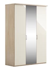 Wiemann Peyton Rustic Oak / White Glass and Mirror Semi Fitted Triple Wardrobe - Image 3 of 4