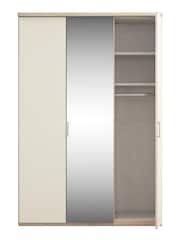 Wiemann Peyton Rustic Oak / White Glass and Mirror Semi Fitted Triple Wardrobe - Image 4 of 4