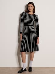 Apricot Black Multi Stripe Knitted Midi Dress - Image 1 of 4