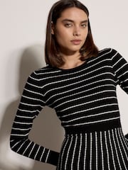 Apricot Black Multi Stripe Knitted Midi Dress - Image 3 of 4