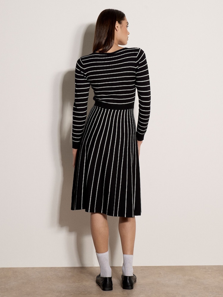 Apricot Black Multi Stripe Knitted Midi Dress - Image 4 of 4 Apricot Black Multi Stripe Knitted Midi Dress - Image 4 of 4
