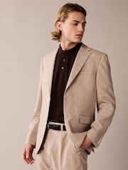 Szary kamienny - Linen Blend Tailored Fit Suit Jacket - Image 1 of 10
