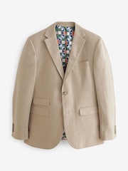 Szary kamienny - Linen Blend Tailored Fit Suit Jacket - Image 6 of 10
