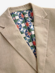 Szary kamienny - Linen Blend Tailored Fit Suit Jacket - Image 8 of 10