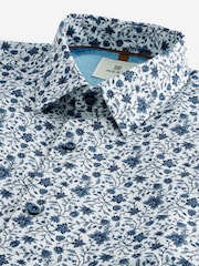 White/Blue Floral Printed Linen Blend Shirt - Image 7 of 7