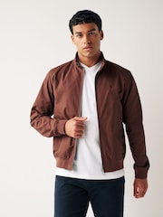 Brown Shower Resistant Check Lining Harrington Jacket - Image 1 of 12