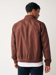 Brown Shower Resistant Check Lining Harrington Jacket - Image 3 of 12