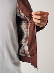 Brown Shower Resistant Check Lining Harrington Jacket - Image 5 of 12
