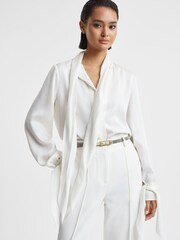 Reiss White/Grey Jasmine Leather Snake Print Belt - Image 3 of 5