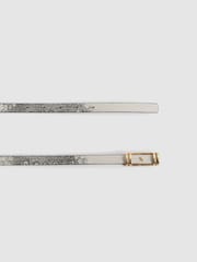 Reiss White/Grey Jasmine Leather Snake Print Belt - Image 4 of 5