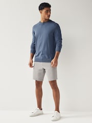 Light Grey Straight Fit Stretch Chinos Shorts - Image 2 of 7