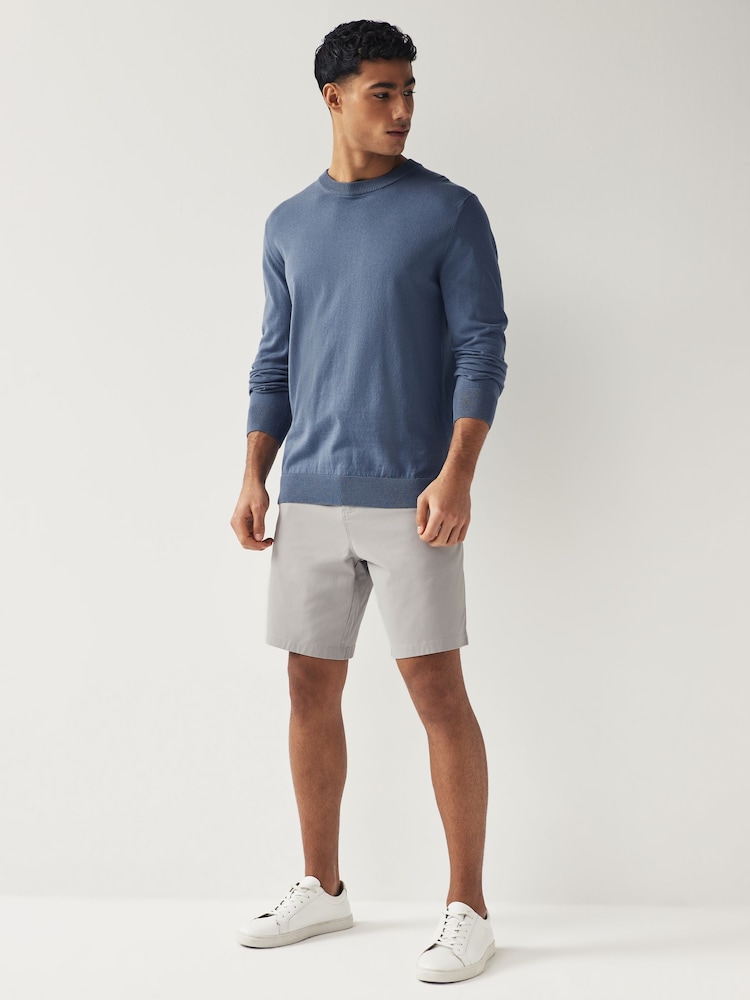 Light Grey Straight Fit Stretch Chinos Shorts - Image 2 of 7