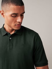 Olive Green Regular Fit Short Sleeve Pique Polo Shirt - Image 1 of 8