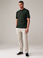Olive Green Regular Fit Short Sleeve Pique Polo Shirt - Image 2 of 8
