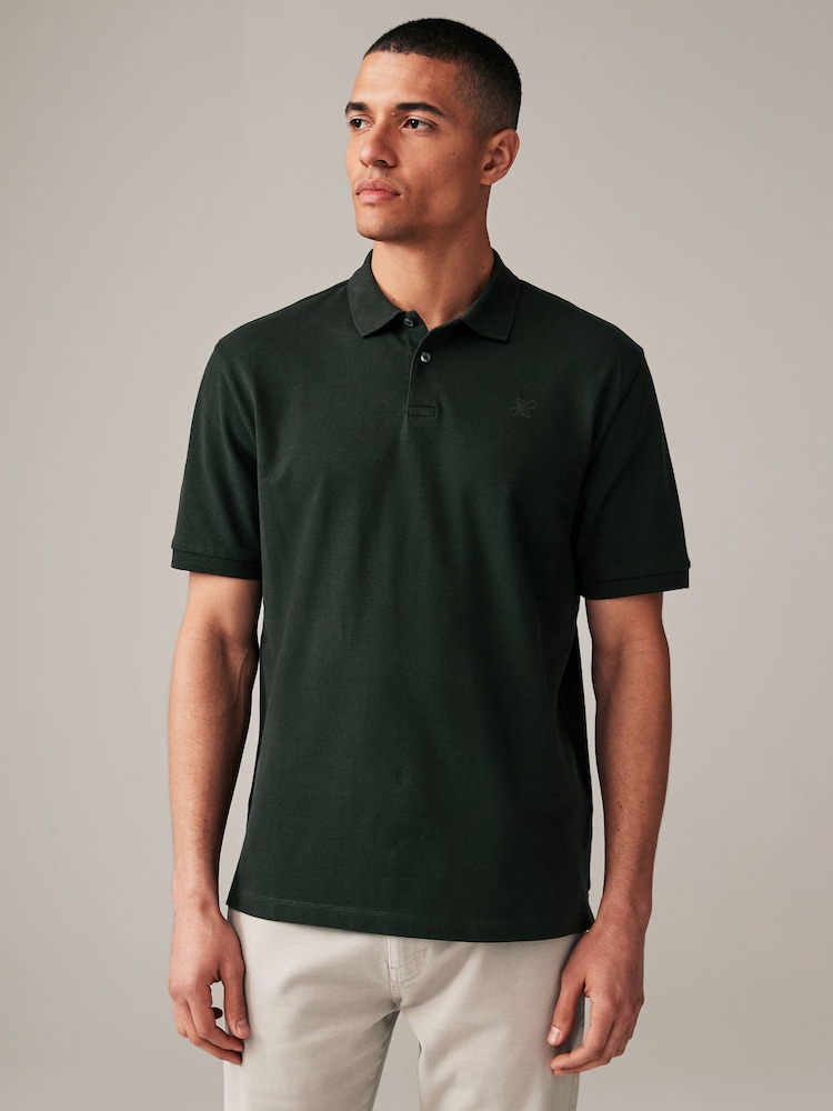 Olivgrün - Reguläre Passform - Piqué-Poloshirt Kurzarm - Image 3 of 8