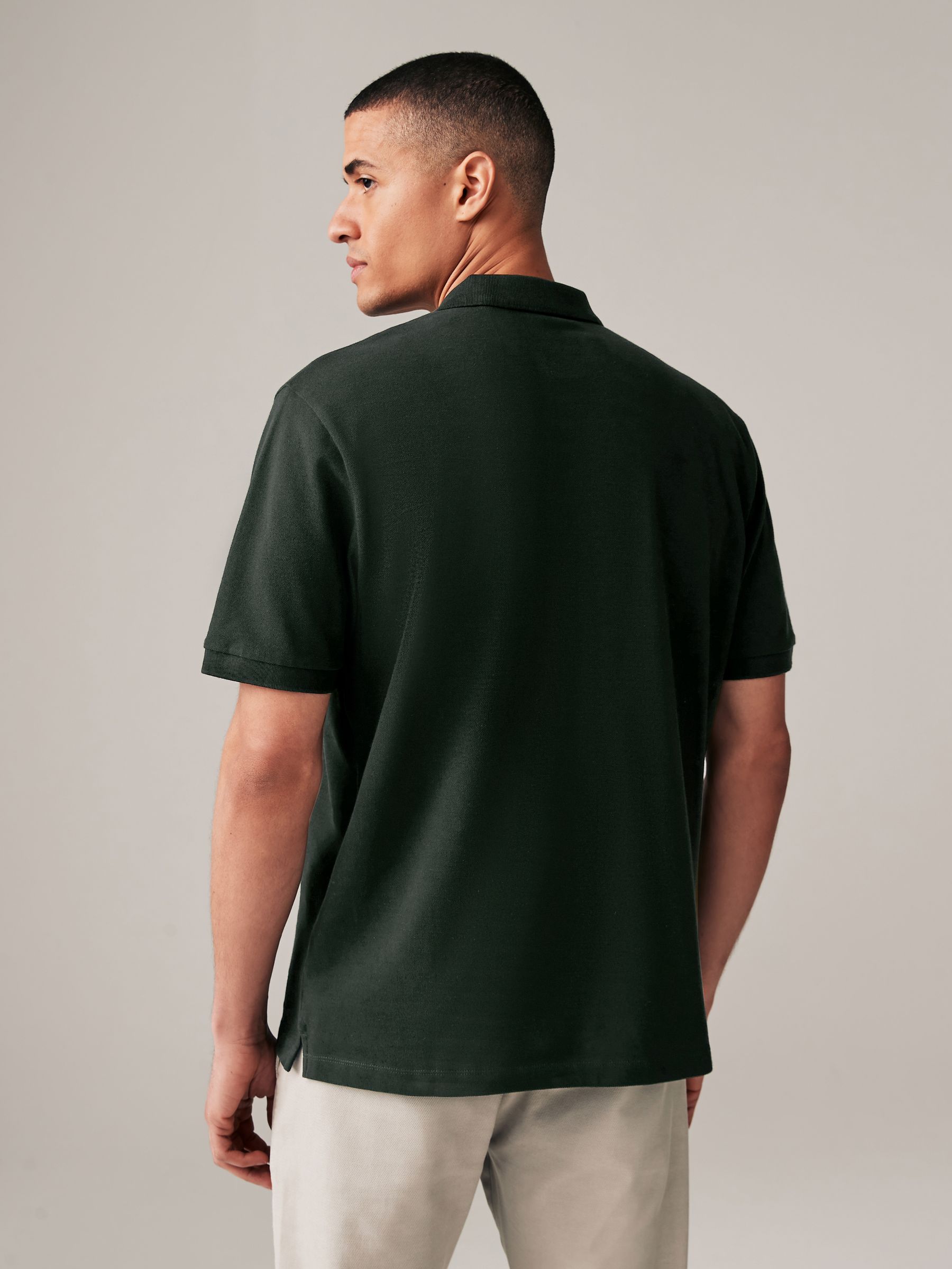 Buy Olive Green Regular Fit Short Sleeve Pique Polo Shirt