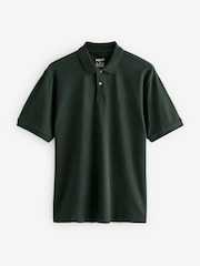 Olive Green Regular Fit Short Sleeve Pique Polo Shirt - Image 6 of 8