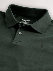 Olive Green Regular Fit Short Sleeve Pique Polo Shirt - Image 9 of 10