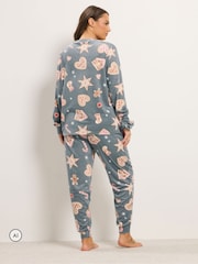 Yours Curve Grey Gingerbread Fleece Pyjama Set - Image 2 of 6