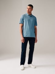 Blue Mid Regular Fit Short Sleeve Pique Polo Shirt - Image 2 of 8