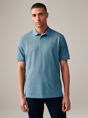 Blue Mid Regular Fit Short Sleeve Pique Polo Shirt - Image 3 of 8
