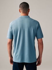 Blue Mid Regular Fit Short Sleeve Pique Polo Shirt - Image 4 of 8