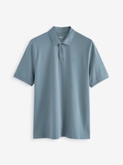 Blue Mid Regular Fit Short Sleeve Pique Polo Shirt - Image 6 of 8