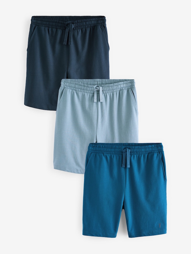 Blue Lightweight 100% Cotton Shorts 3 Pack - Image 1 of 16