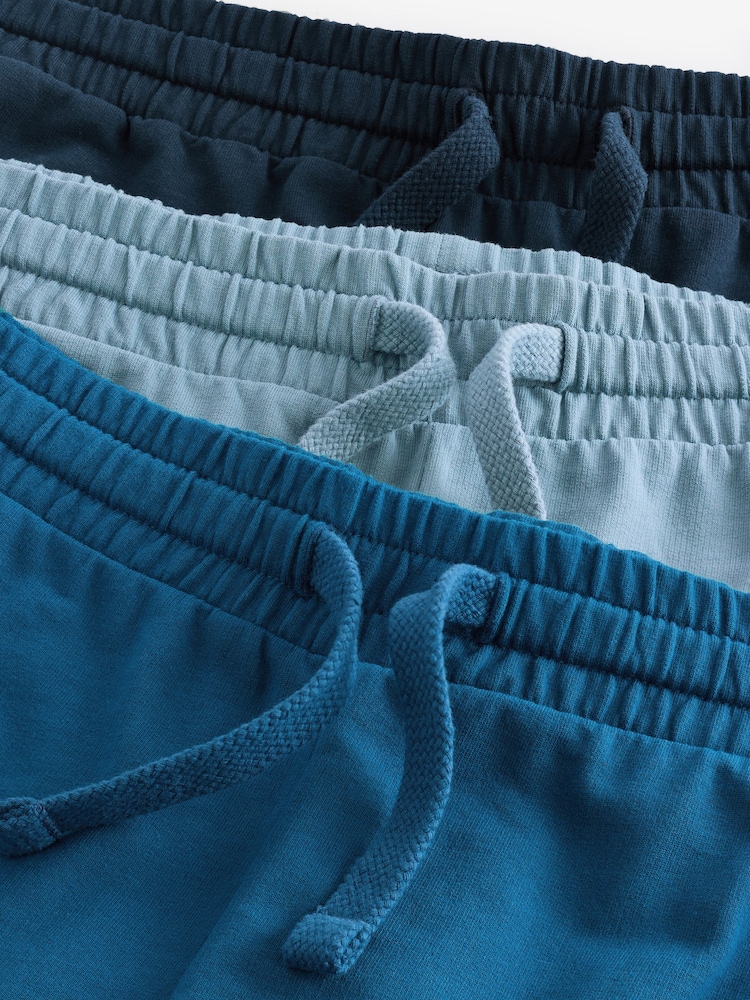 Blue Lightweight 100% Cotton Shorts 3 Pack - Image 5 of 16