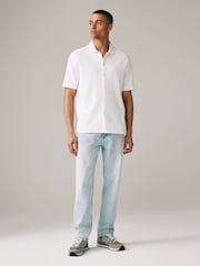 White 100% Cotton Textured Waffle Jersey Shirt - Image 2 of 6