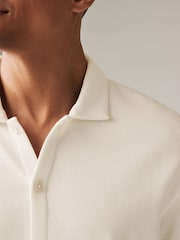 White 100% Cotton Textured Waffle Jersey Shirt - Image 5 of 6