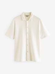 White 100% Cotton Textured Waffle Jersey Shirt - Image 6 of 6
