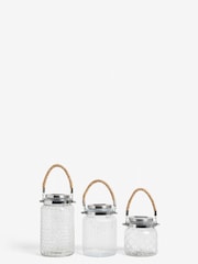 Clear Set of 3 Solar Glass Lanterns Outdoor Light - Image 5 of 6