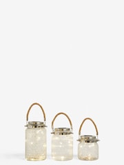 Clear Set of 3 Solar Glass Lanterns Outdoor Light - Image 6 of 6