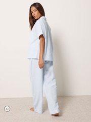 PixieGirl Petite Blue Stripe Wide Leg Pyjamas Set - Image 3 of 6