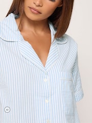 PixieGirl Petite Blue Stripe Wide Leg Pyjamas Set - Image 4 of 6