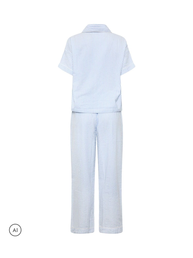 PixieGirl Petite Blue Stripe Wide Leg Pyjamas Set - Image 6 of 6 PixieGirl Petite Blue Stripe Wide Leg Pyjamas Set - Image 6 of 6