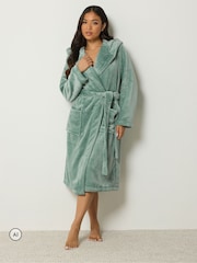 PixieGirl Petite Green Super Luxe Hooded Dressing Gown - Image 1 of 4