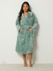 PixieGirl Petite Green Super Luxe Hooded Dressing Gown - Image 2 of 4