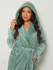 PixieGirl Petite Green Super Luxe Hooded Dressing Gown - Image 4 of 4