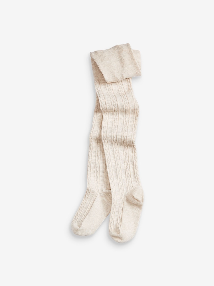 Oatmeal Cream Cotton Rich Cable Tights - Image 1 of 1