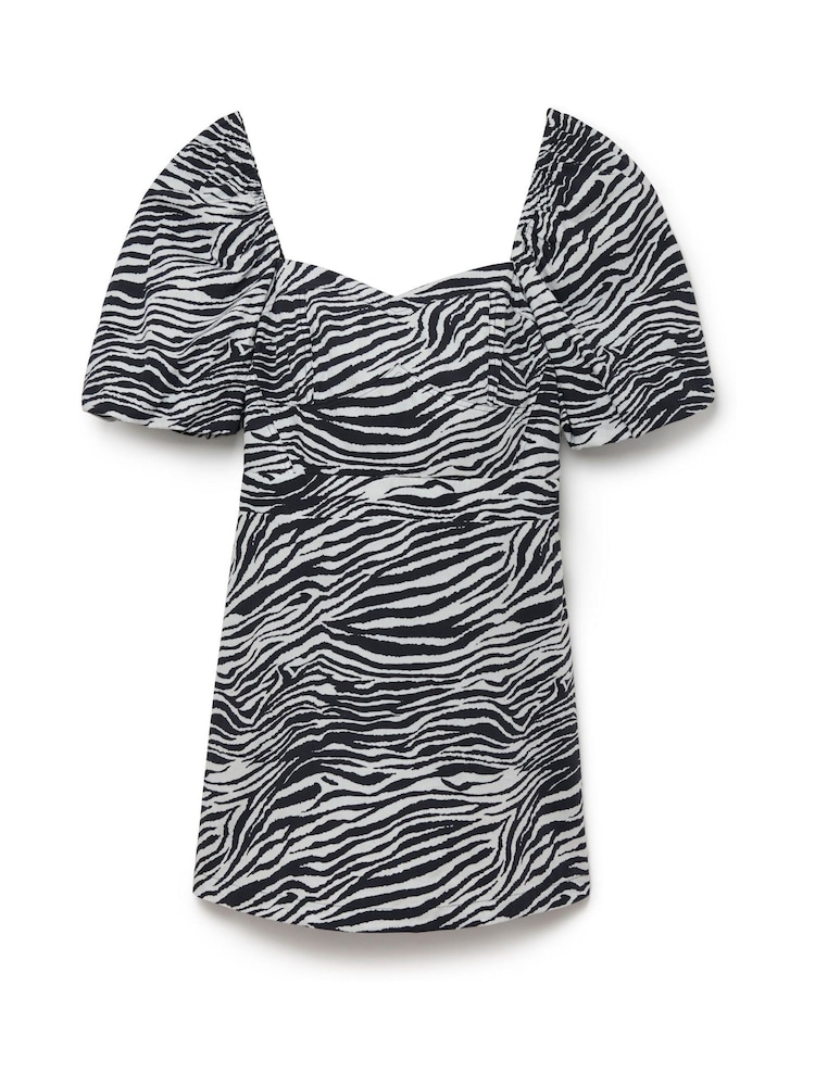 Another Sunday Puff Sleeve Mini Corset Dress In Zebra Print - Image 5 of 7