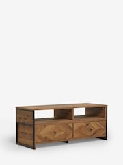 Dark Bronx Chevron Oak Effect Extending TV Unit, Up to 70 Inch - Image 10 of 13