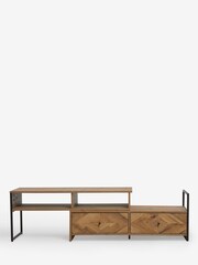 Dark Bronx Chevron Oak Effect Extending TV Unit, Up to 70 Inch - Image 4 of 8