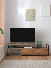 Dark Bronx Chevron Oak Effect Extending TV Unit, Up to 70 Inch - Image 6 of 8