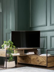 Dark Bronx Chevron Oak Effect Extending TV Unit, Up to 70 Inch - Image 7 of 8