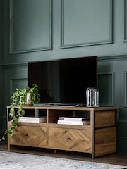 Dark Bronx Chevron Oak Effect Extending TV Unit, Up to 70 Inch - Image 8 of 8