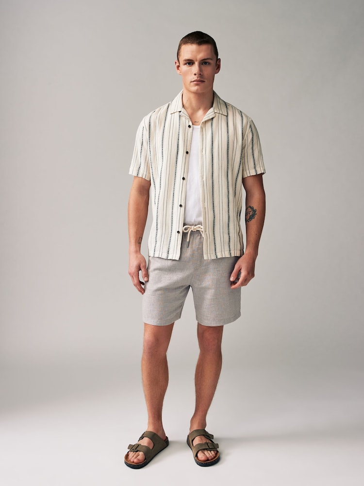 Stone Cotton Linen Dock Shorts - Image 2 of 9
